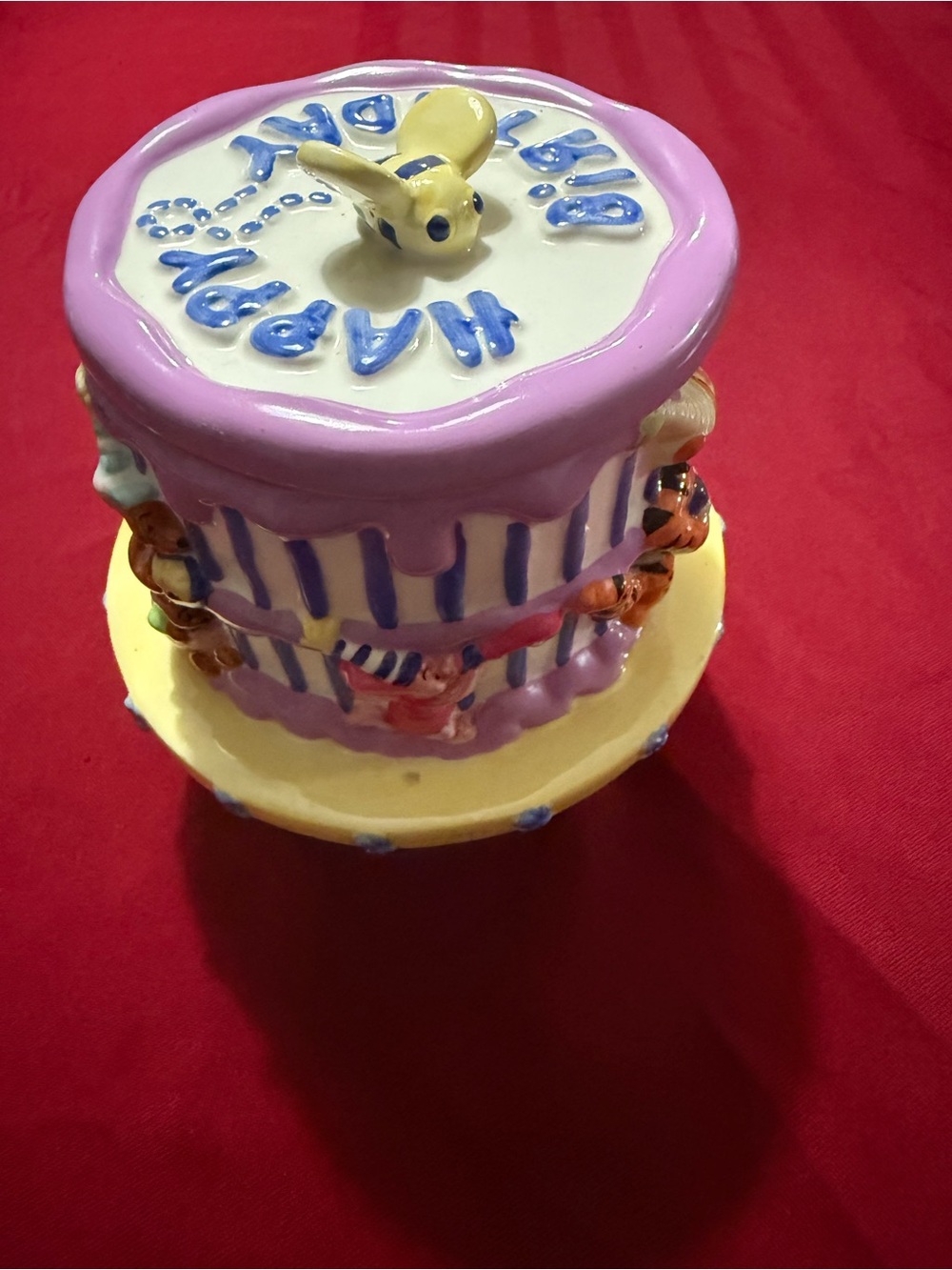 Disney Winnie the Pooh & Friends Happy Birthday Cake Stand 9.5” Cookie Jar 2000